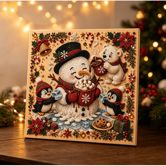 2026 New 3D Fabric Poke Art Kit, Fun no-sew handmade craft set for adult DIY lovers, finished textured artwork serves as lovely seasonal decor for Christmas cottage, entryway