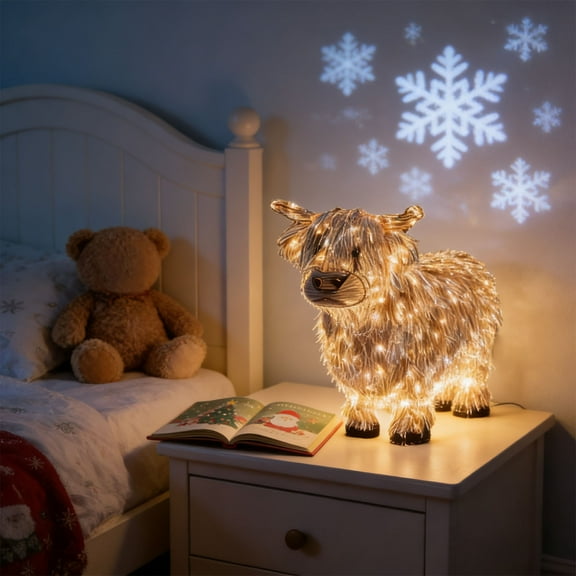 2026 New 3D Highland Cow Night Light Indoor Decorations - Light up Highland with LED Lights, Resin Prelit Farm Animal Yard Display for Gift Valentines, Farmhouse, Porch, Garden, Lawn, Home