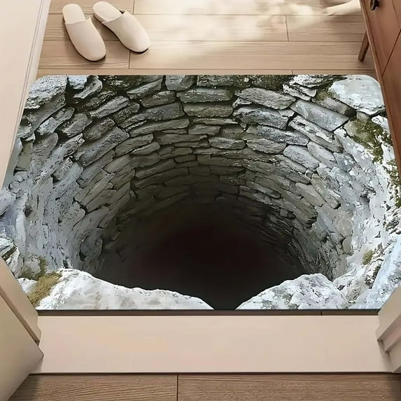 2026 New 3D Hole Rug, Rugs That Look like a Hole, Trap Optical Illusion Bottomless Non-slip Doormat for Door Entrance, Bathroom, Stairs, Playroom, Living Room, Or Area Decoration