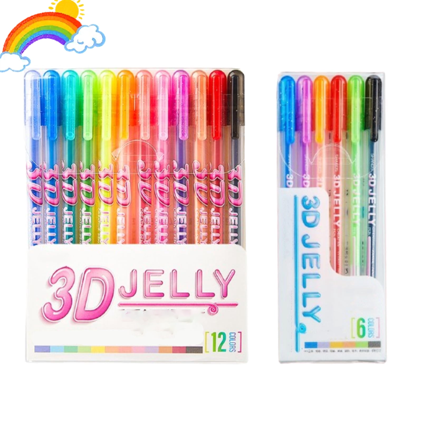 2026 New 3D Jelly Pens, Jelly Roll Glaze 3D Glossy Ink Pens, Colorful Pen Highlighters Markers for Adult Coloring, Nail DIY, Glossy Glaze Pen Smooth for Glass Plastic and More