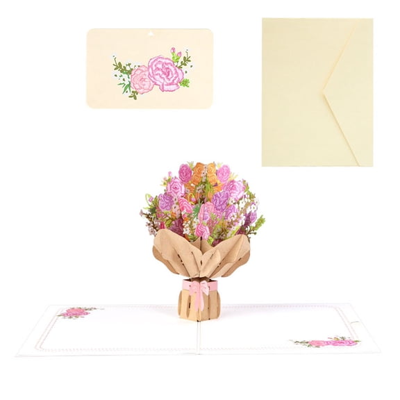 2026 New 3D Pop-Up Wildflower Valentine’S Card,Paper Flower Pop-Up Card With Note And Envelopes,Foldable Bouquet Romantic Love Cards Keepsake For Every Moment, All Occasion (Light Pink)