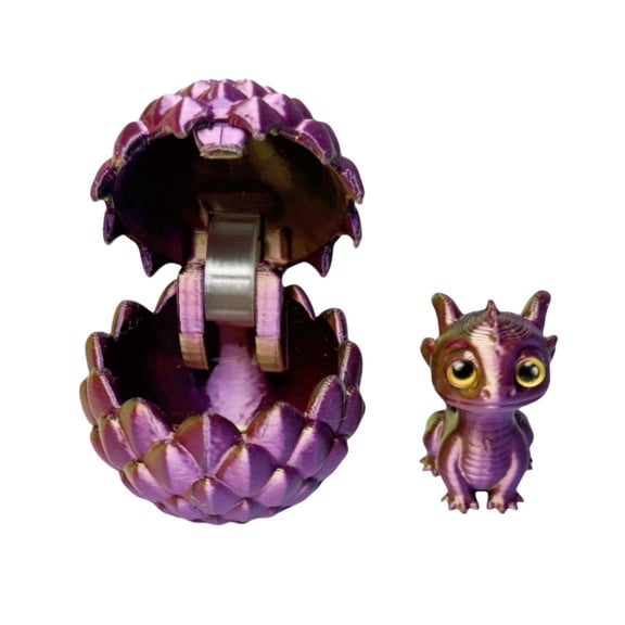 2026 New 3D Printed Mini Dragon Eggs Prefilled with Toys Easter Basket Stuffers Party Favors, Purple