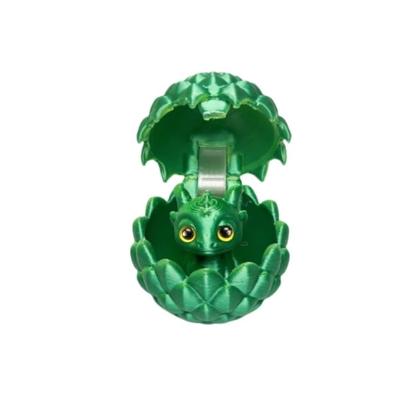 2026 New 3D Printed Mini Dragon Eggs with Toys Inside Prefilled Eggs for Easter Basket Stuffers Gifts Party Favors (Green)
