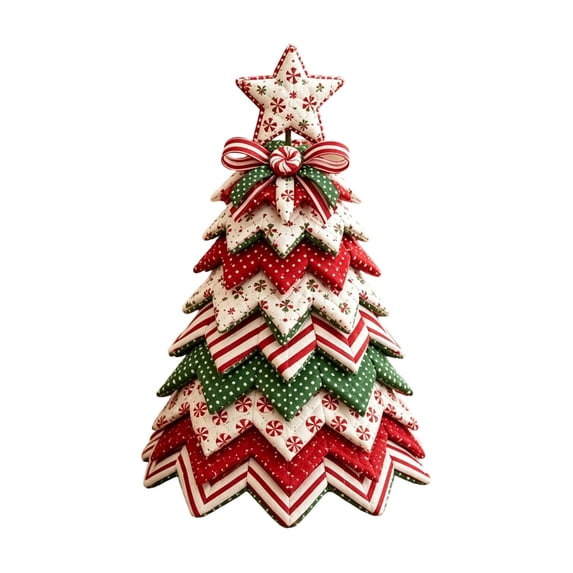 2026 New 3D Quilted Fabric Christmas Tree Kit, DIY Patchwork Craft Set for Beginners, Hand‑Stitched Tabletop Xmas Decor for Mantel Shelf Office Holiday Display(D)