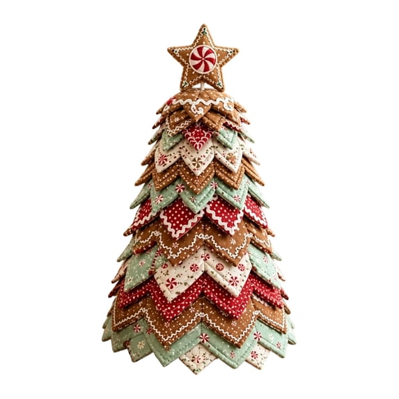 2026 New 3D Quilted Fabric Christmas Tree Kit, DIY Patchwork Craft Set for Beginners, Hand‑Stitched Tabletop Xmas Decor for Mantel Shelf Office Holiday Display(C)