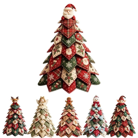 2026 New 3D Quilted Fabric Christmas Tree Kit, DIY Patchwork Craft Set for Beginners, Handmade Tabletop Holiday Decor for Mantel, Office, and Shelf Display