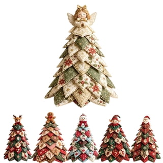 2026 New 3D Quilted Fabric Christmas Tree Kit, DIY Patchwork Craft Set for Beginners, Handmade Tabletop Holiday Decor for Mantel, Office, and Shelf Display