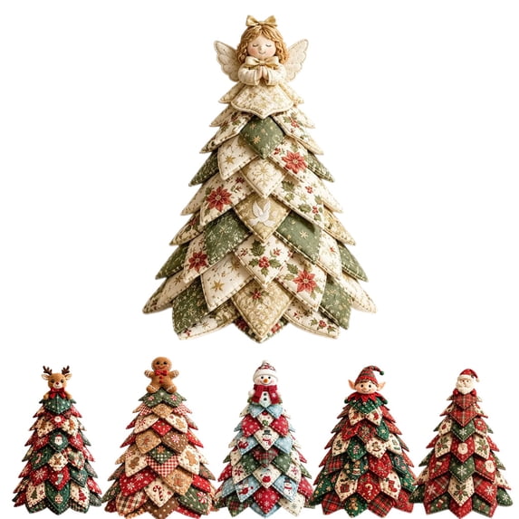 2026 New 3D Quilted Fabric Christmas Tree Kit, DIY Patchwork Craft Set for Beginners, Handmade Tabletop Holiday Decor for Mantel, Office, and Shelf Display