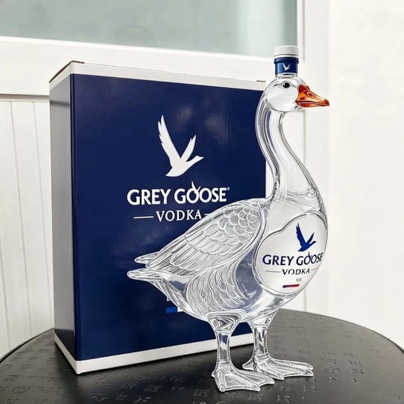 2026 New 3D Sculpted Grey Goose Glass 350ml Vodka Whiskey Bottle Decorative Wine Bottle Glass Gift for Whiskey Lovers For Home Bar Display