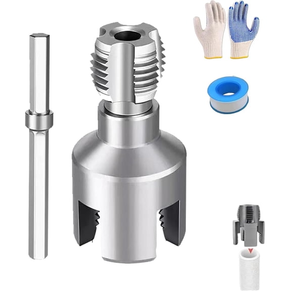 2026 New 4 in 1 Water Pipe Wrench, 2-in-1 Internal & External Pvc Pipe Threading Tool Kit, Pipes Tapping and Threading Tool for 1/2", 3/4", 1", For All Electric Drills (1/2'')