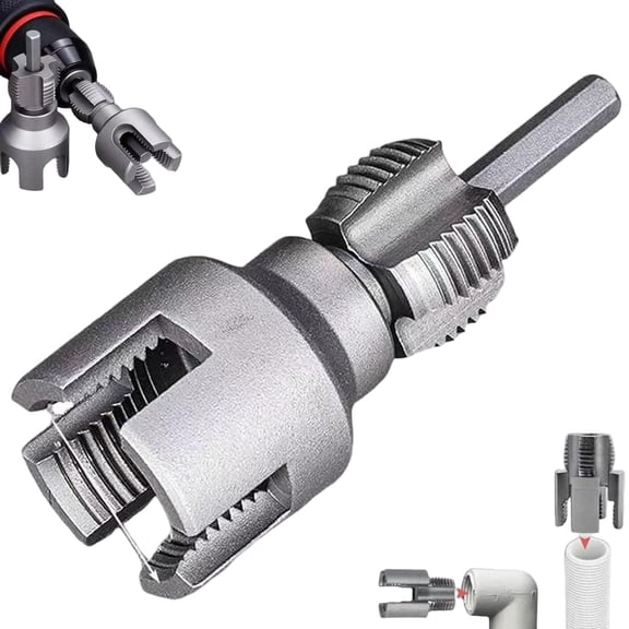 2026 New 4 in 1 Water Pipe Wrench, Integrated Internal & External Pipe Threading Tool, CR-V Chromium Vanadium Steel, for 1/2'' & 3/4'' Pipes, Electric Drill Compatible PVC Threader