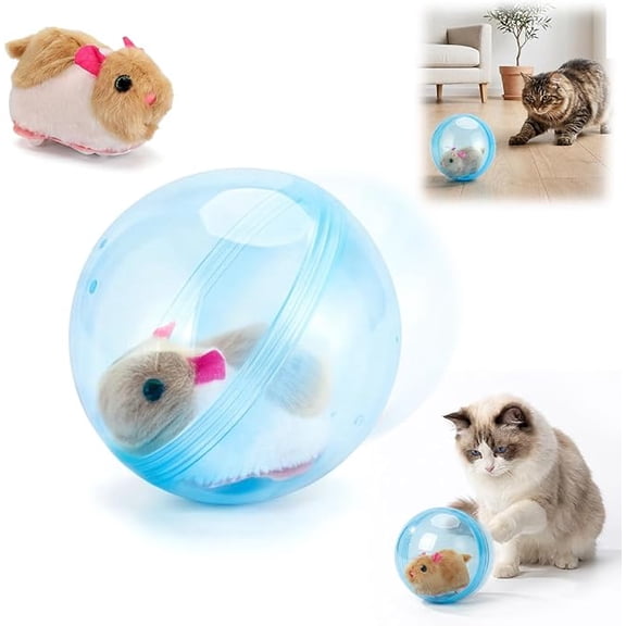 2026 New 4.92in Auto Rolling Pet Ball, ABS Transparent Interactive Toy, Smart Obstacle Avoidance Plush Mouse Toy for Cats Dogs Indoor Outdoor(k)