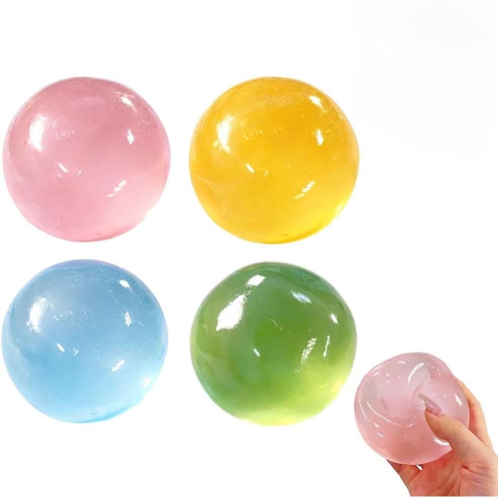 2026 New 4 Pack Coconut Oil Squishy Toys, 2.36 Inch Translucent Squeeze Stress Ball, Smooth Gel Sensory Dough, Clear Decompression Sphere for Ages 3+