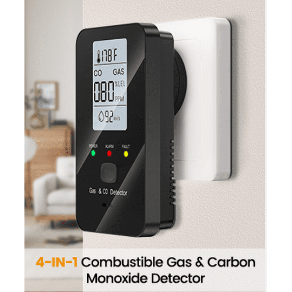2026 New 4-in-1 Detector with HD Screen | Precision Gas Detector with Instant Alerts & HD Visualization(Black)