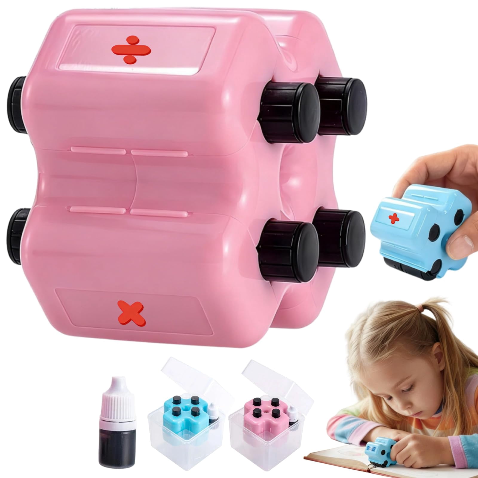 Ink Math 2026 New 4-in-1 Math Roller Stamp Set, Addition Subtraction ...