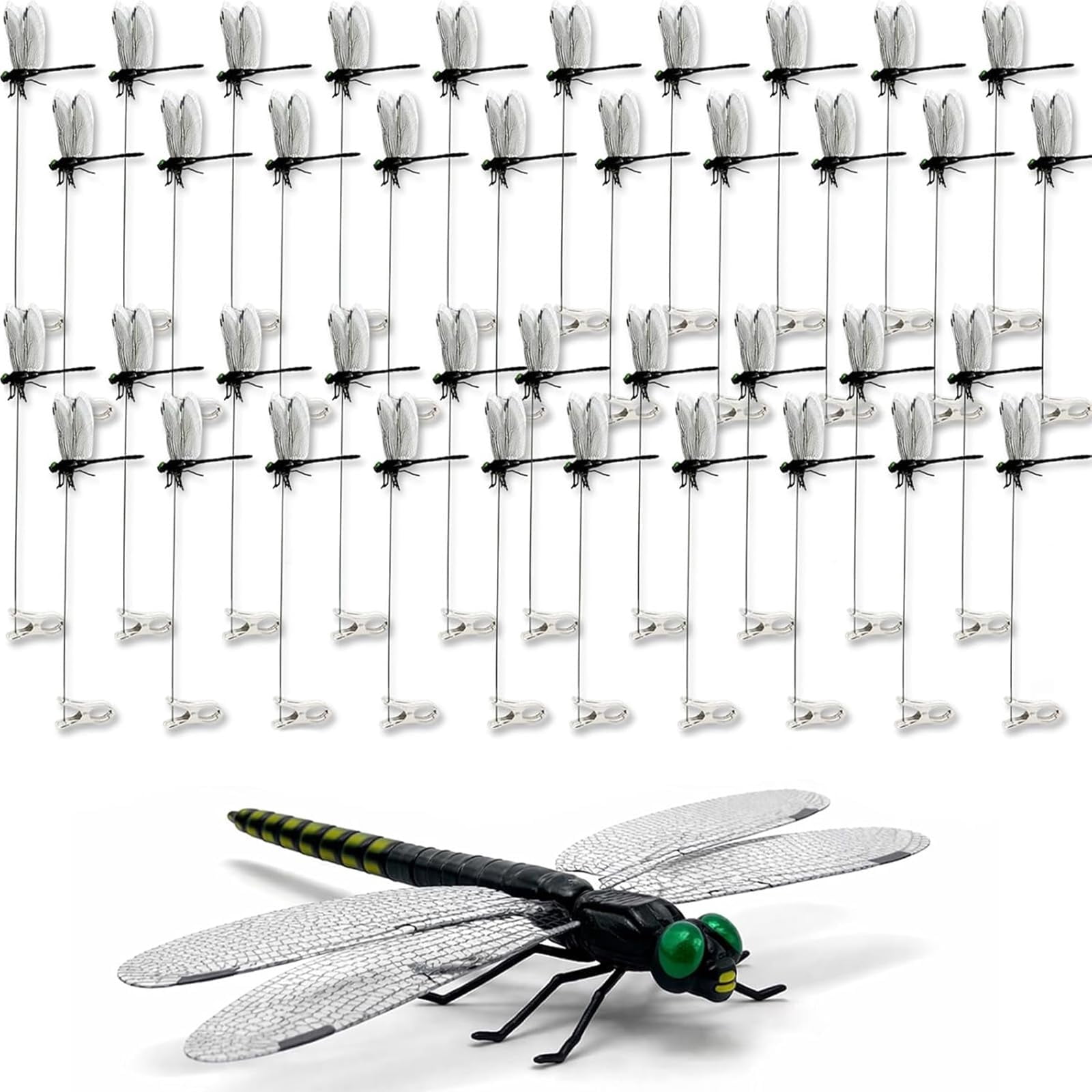 2026 New 40 Pcs Dragon Fly Clips for Bugs Repellent, 3D Artificial Dragonfly Hat Clip, Dragonfly Garden Decor (10PCS)