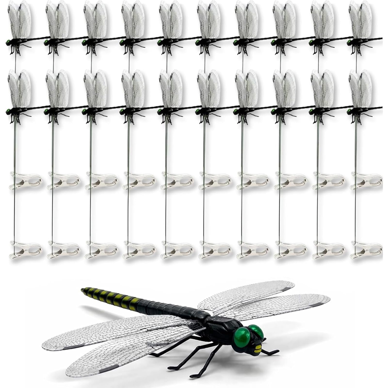 2026 New 40 Pcs Dragon Fly Clips for Bugs Repellent, 3D Artificial Dragonfly Hat Clip, Dragonfly Garden Decor (10PCS)