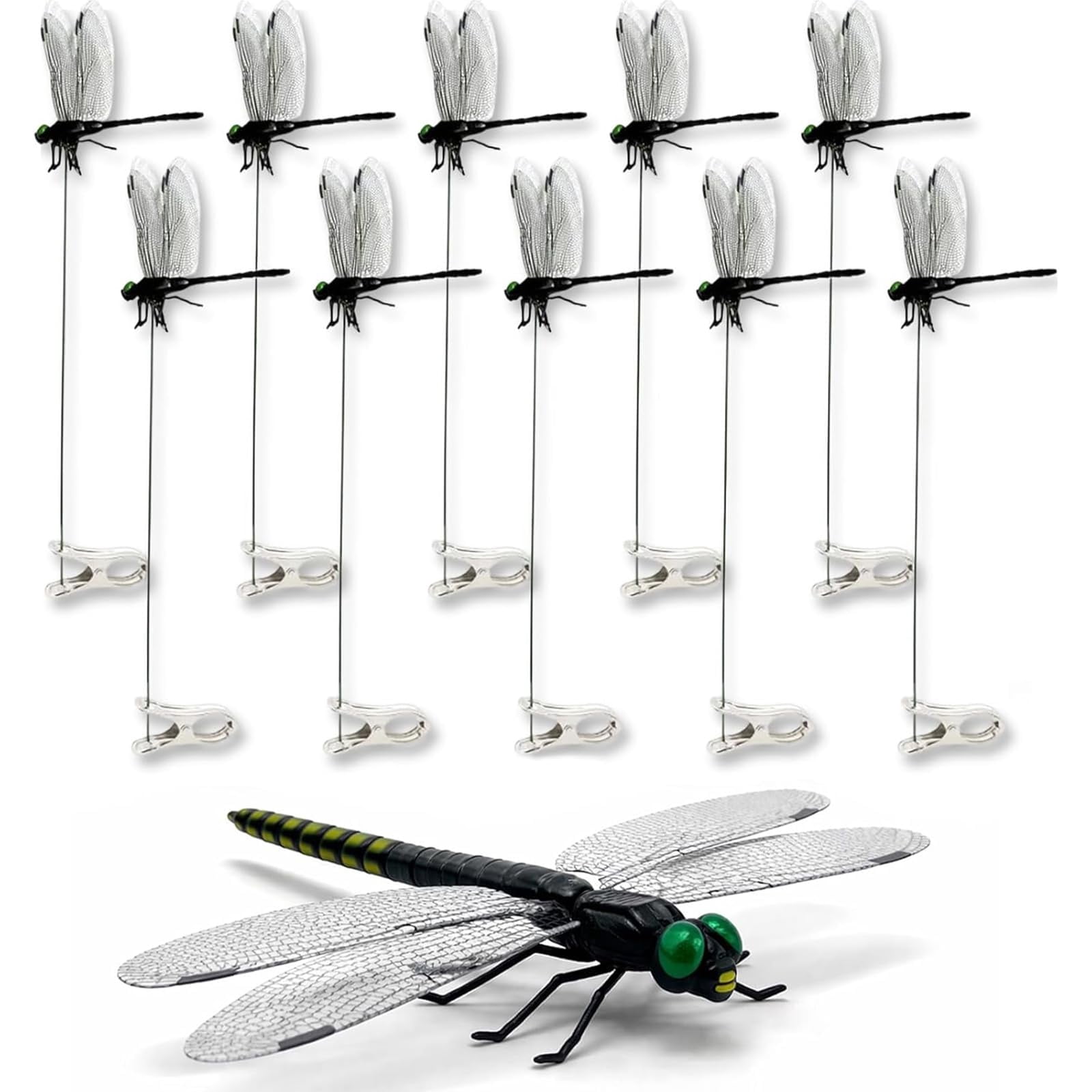 2026 New 40 Pcs Dragon Fly Clips for Bugs Repellent, 3D Artificial Dragonfly Hat Clip, Dragonfly Garden Decor (10PCS)