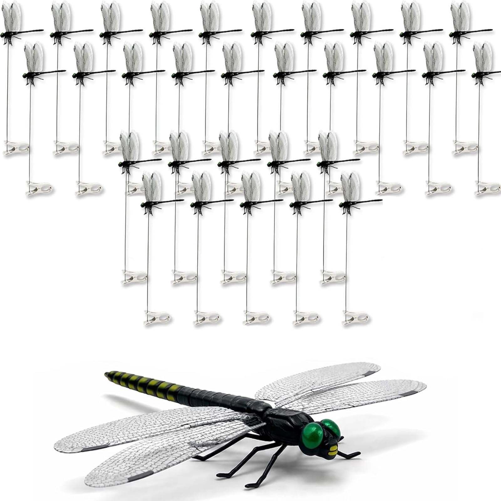 2026 New 40 Pcs Dragon Fly Clips for Bugs Repellent, 3D Artificial Dragonfly Hat Clip, Dragonfly Garden Decor (10PCS)