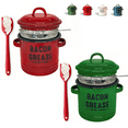 thumbnail image 1 of 2026 New 46oz Bacon Grease Container – Enamel Farmhouse Jar with Strainer & Food-Grade Spatula, Large Capacity Grease Saver for Kitchen Storage Green+Red, 1 of 5