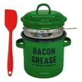 thumbnail image 1 of 2026 New 46oz Bacon Grease Container – Enamel Farmhouse Jar with Strainer & Food-Grade Spatula, Large Capacity Grease Saver for Kitchen Storage Green, 1 of 5