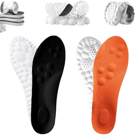 2026 New 4D Cloud Insoles ,2 Pair 4D Cloud Soles for Men Women, Super Soft Memory Foam Insoles with Arch Surpport & Cushioned Comfort Fits All Shoe Types
