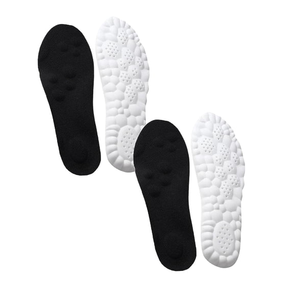 2026 New 4D Cloud Insoles for Men & Women, 2 Pair Memory Foam Insoles with Arch Support Shock Absorption, Comfortable Massage Shoe Inserts, Trim to Fit Your Shoes(Black,Men 10-10.5 / Women 11.5-12)