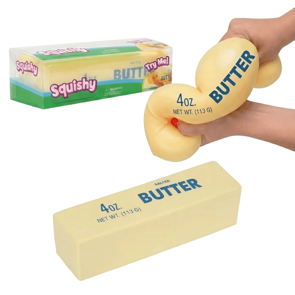 2026 New 4oz Jumbo Butter Butter Stick Squishy Toys - Squeeze Realistic Slow Rising Food Fidget for Stress Relief & Anxiety Relaxation