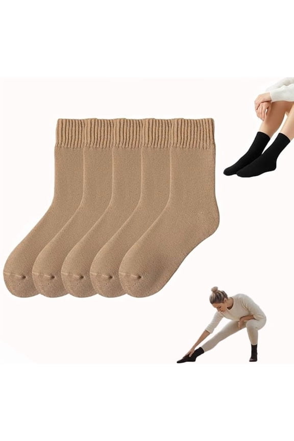 2026 New 5 Pairs Women's Solid Mid Calf Socks, Fuzzy Socks for Women Thick Warm Socks Multipack for Fall Winter, Soft Breathable Cozy Boot Socks, Gifts for Leggings & Low Cut Boots