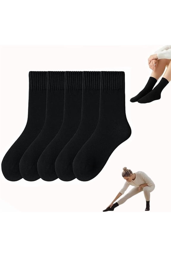 2026 New 5 Pairs Women's Solid Mid Calf Socks, Fuzzy Socks for Women Thick Warm Socks Multipack for Fall Winter, Soft Breathable Cozy Boot Socks, Gifts for Leggings & Low Cut Boots