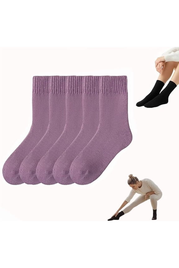 2026 New 5 Pairs Women's Solid Mid Calf Socks, Fuzzy Socks for Women Thick Warm Socks Multipack for Fall Winter, Soft Breathable Cozy Boot Socks, Gifts for Leggings & Low Cut Boots