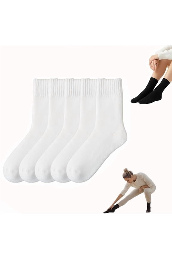 2026 New 5 Pairs Women's Solid Mid Calf Socks, Fuzzy Socks for Women Thick Warm Socks Multipack for Fall Winter, Soft Breathable Cozy Boot Socks, Gifts for Leggings & Low Cut Boots
