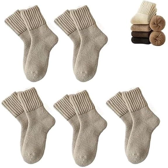 2026 New 5 Pairs Women's Solid Mid-calf Socks,Soft Comfy Warm Thick Cute Knit Crew Socks Multipack