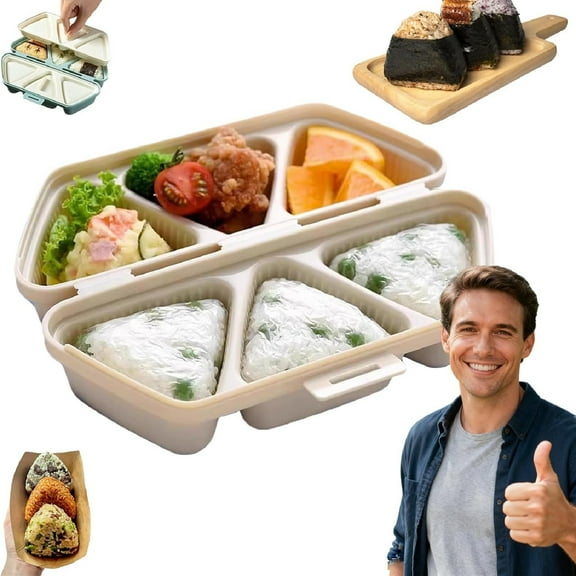 2026 New 6 In 1 Onigiri Mold, Triangle Onigiri Mold, Onigiri Molds Set For Musubi & Japanese Rice Balls, Easy-Release Nonstick Onigiri Press, Quick To Shape, Store, Carry & Clean (White)