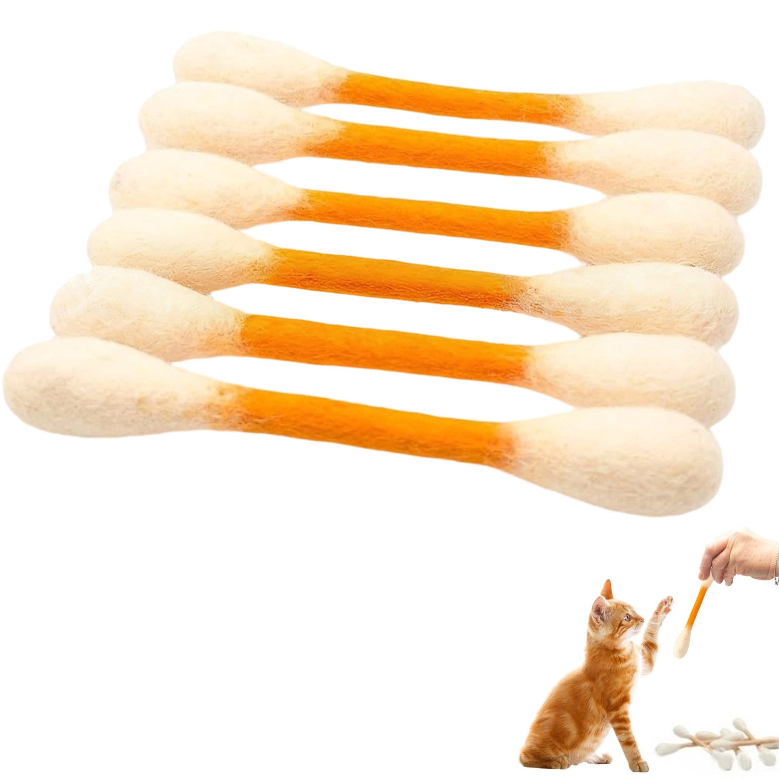 2026 New 6 Pack Cat Qtip Toy, Cotton Swabs Giant Q Tip Cat Toy with Catnip, Cute Cat Toys Interactive Kitty, Soft Plush Cat Kick Stick Cat Lover Gift for Indoor Cats