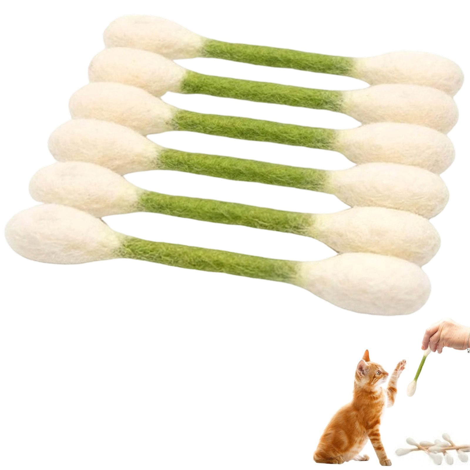 2026 New 6 Pack Cat Qtip Toy, Cotton Swabs Giant Q Tip Cat Toy with Catnip, Cute Cat Toys Interactive Kitty, Soft Plush Cat Kick Stick Cat Lover Gift for Indoor Cats