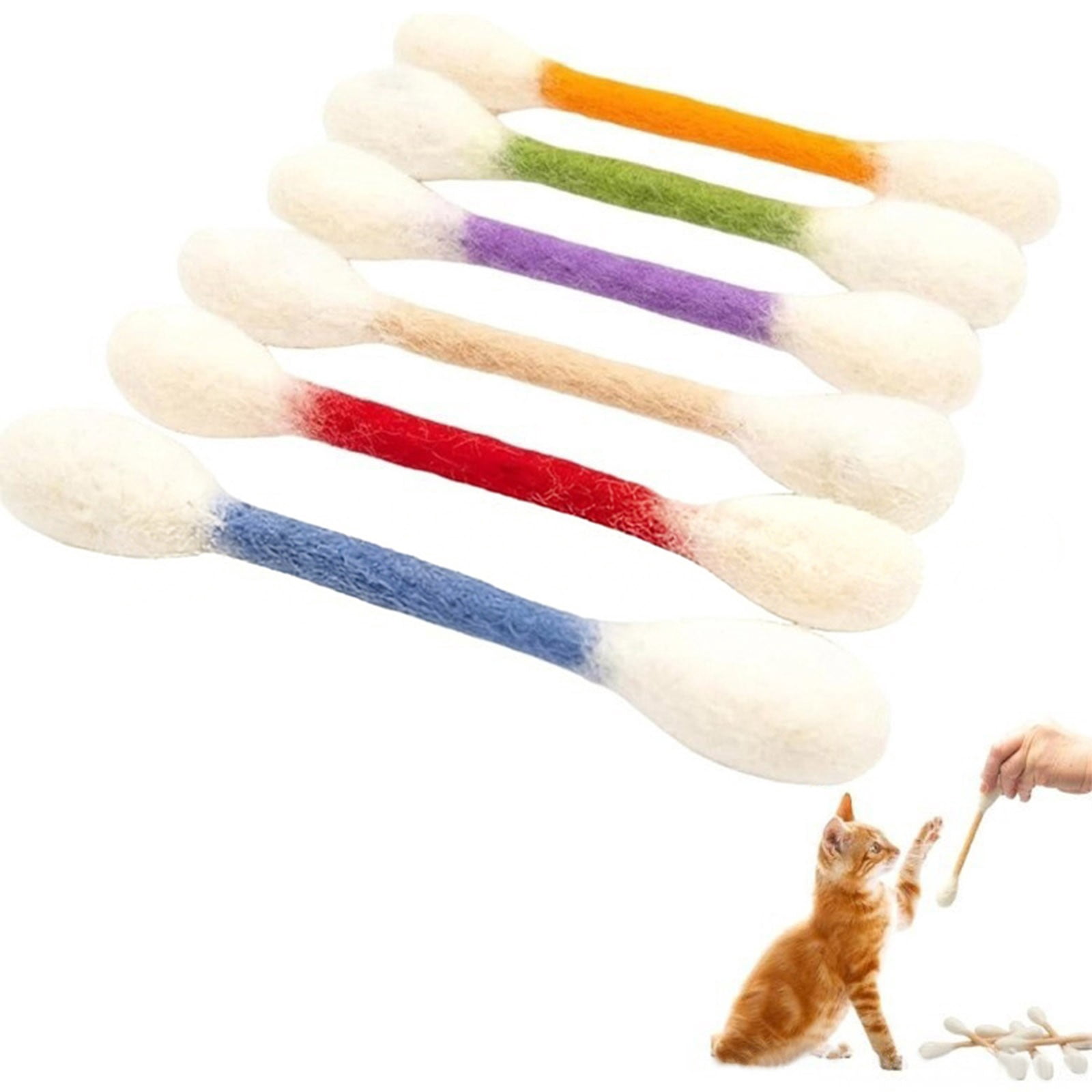 2026 New 6 Pack Cat Qtip Toy, Cotton Swabs Giant Q Tip Cat Toy with Catnip, Cute Cat Toys Interactive Kitty, Soft Plush Cat Kick Stick Cat Lover Gift for Indoor Cats