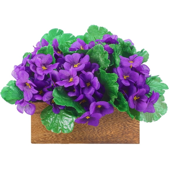 2026 New 6 Pack Purple Artificial African Violet Flowers, Realistic Silk Flower Bushes, Lifelike Faux Houseplant Decor for Indoor Home Floral Arrangement Decoration