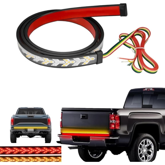 2026 New 60 Inch Led Tailgate Light Bar Strip, Truck Dynamic Taillight, Brake Light Strip with Turn Signals, Red & Amber Sequential Lighting