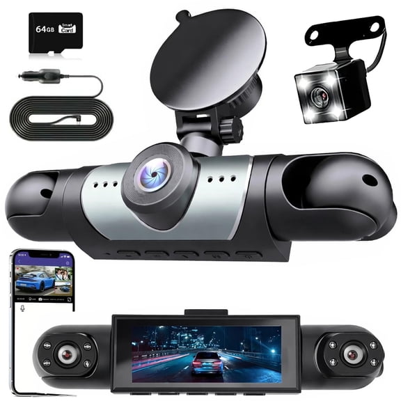 2026 New 64GB Full View Car Dashcam System - 360 4 Channel Dash Cam for Cars Front/Rear/Left/Right, 1080P HD Recording/Wi-Fi/Night Vision/Loop Recording/Parking Monitor (WiFi Model)