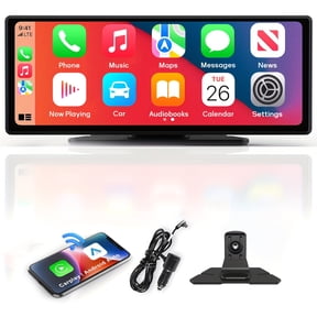 2026 New 7" Wireless Car Display: Ultra HD Touchscreen, Built-in Audio, 1080P Dash/Backup Cam, GPS, CarPlay/Android Auto, Mirror Link, FM Radio, AUX/USB/TF, Universal Fit