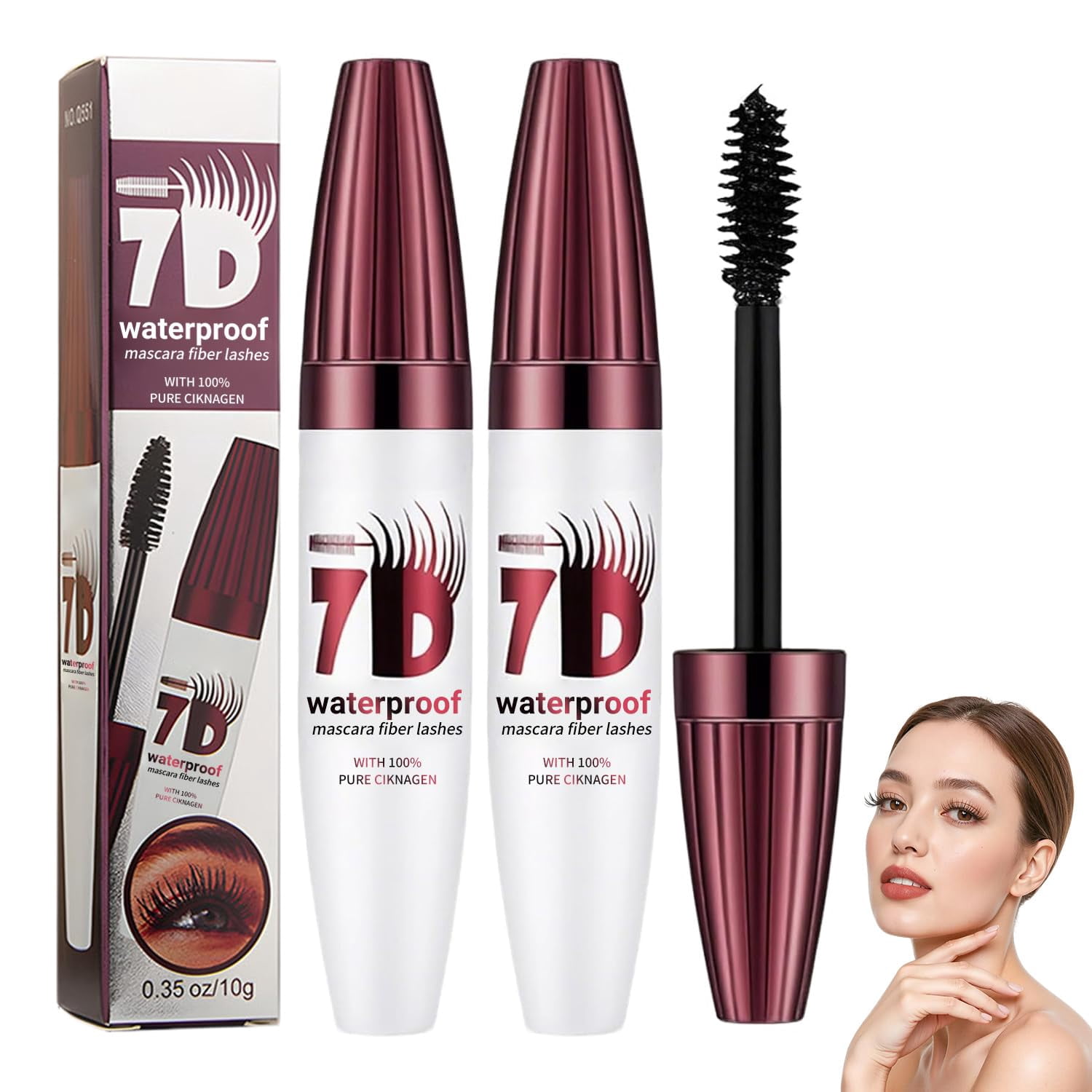 2026 New 7D Mascara Fiber Lashes Waterproof – Advanced Black Colossal Mascara, Thickening & Lengthening, Defined Curl, Smudge-Proof, Quick-Drying (2PCS)