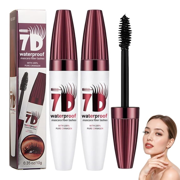 2026 New 7D Mascara Fiber Lashes Waterproof – Advanced Black Colossal Mascara, Thickening & Lengthening, Defined Curl, Smudge-Proof, Quick-Drying (2PCS)