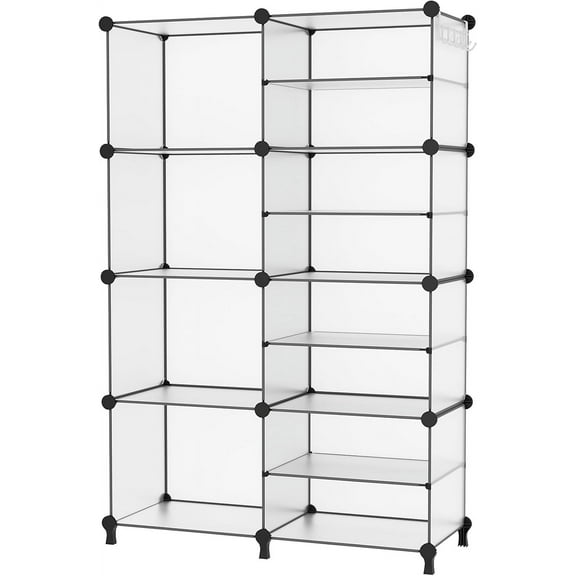 2026 New 8‑Cube Translucent Closet Organizer, Stackable Cubby Storage Shelves, Multi‑Purpose Clothes Organizers for Closet Bedroom Living Room Storage