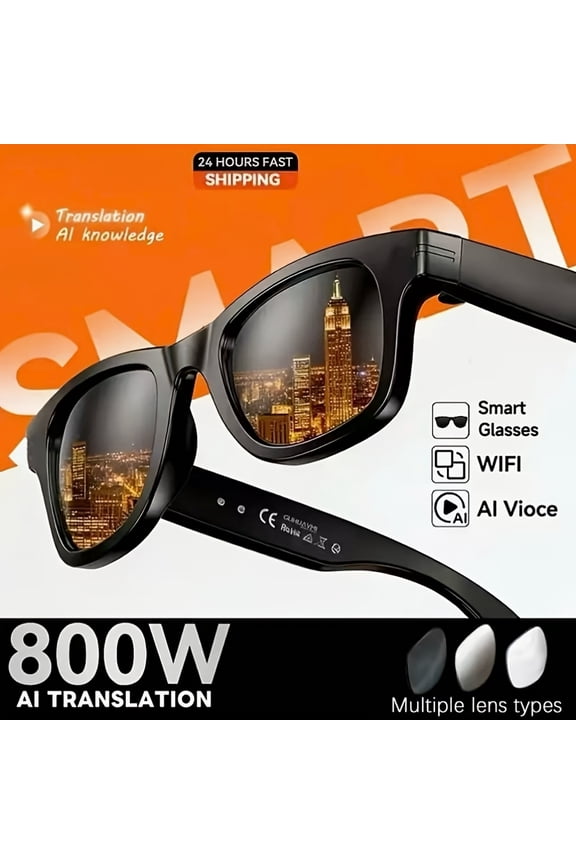 2026 New AI Smart Glasses, Conference Simultaneous Interpretation & Real-Time Translation, Bluetooth Audio for Music and Calls, Ideal Gift for Men, Women & Mother's Day