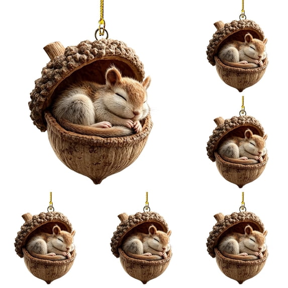 2026 New Acorn Forest Animal Ornaments, 5PCS Woodland Creature Hanging Decor, Acrylic Home Tree Christmas Ornaments