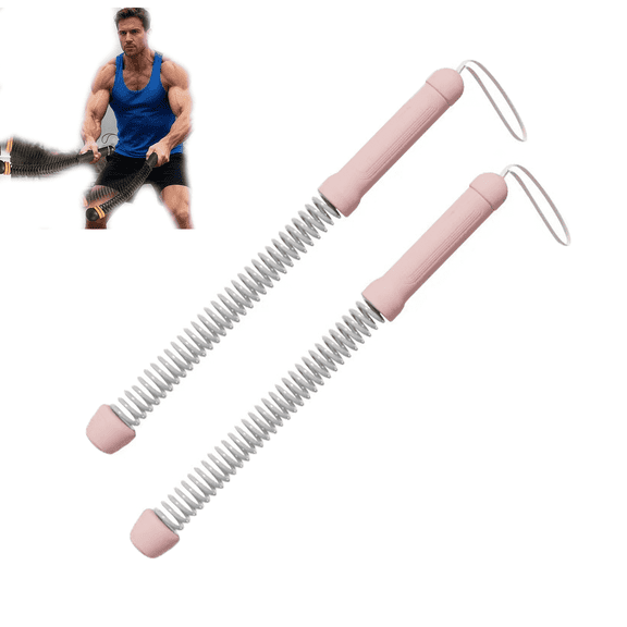 NOBRAND Adjustable Ropeless Adjustable Resistance Anti-Slip Metal Battle Ropes with Storage Bag and Anti-Slip Wrist Rope,Pink
