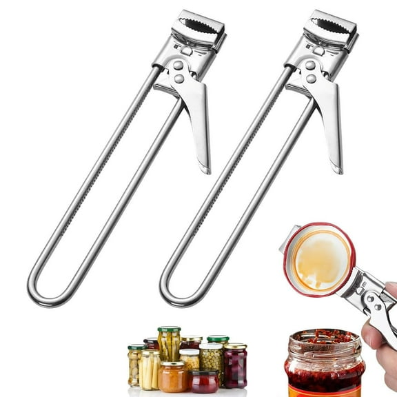 2026 New Adjustable Stainless Steel Jar Opener, Multifunctional Jar Lid Opener for Weak Hands, Stainless Steel Can Opener Jar Lid Gripper Bottle Opener Kitchen Gadgets Accessories (2PC)