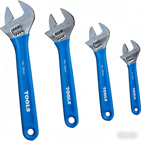 2026 New Adjustable Wrench Set, Extra Capacity, 6-Inch, 8-Inch, 10-Inch, 12-Inch, Forged Alloy Steel, Metric and SAE, 4-Piece