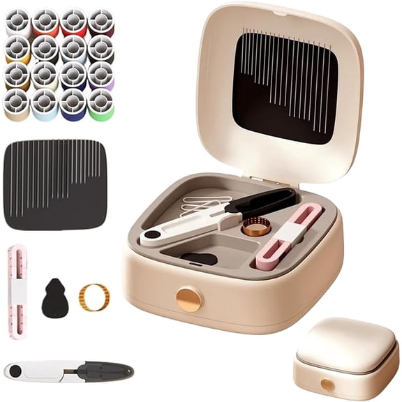 2026 New Adults and Beginners, Magnetic Sewing Tool Kit, Big Eye Stainless Steel with Needle Threader and Seam Ripper for Home Use (White)